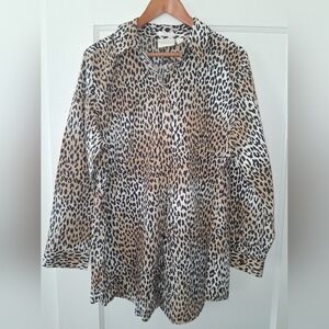NWOT Chico’s No‑Iron Leopard Print Blouse | Button Front | Size 3 | Animal Print